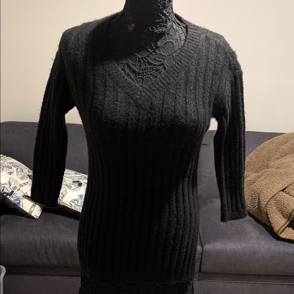 Women's Black Ribbed Sweater